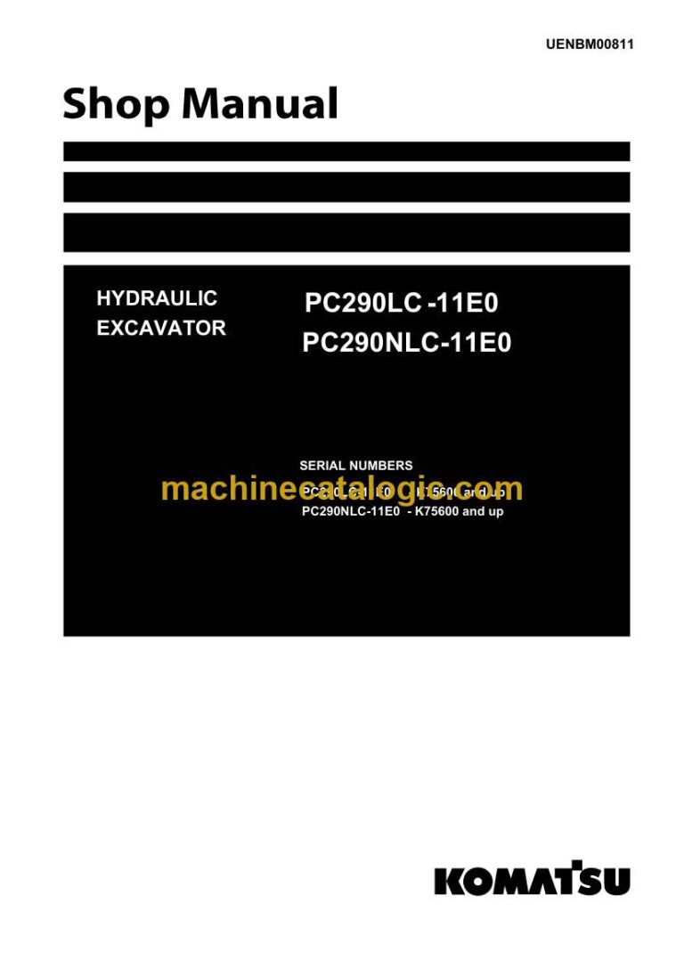 Komatsu PC290LC-11E0, PC290NLC-11E0 Crawler Excavator Shop Manual (UENBM00811)