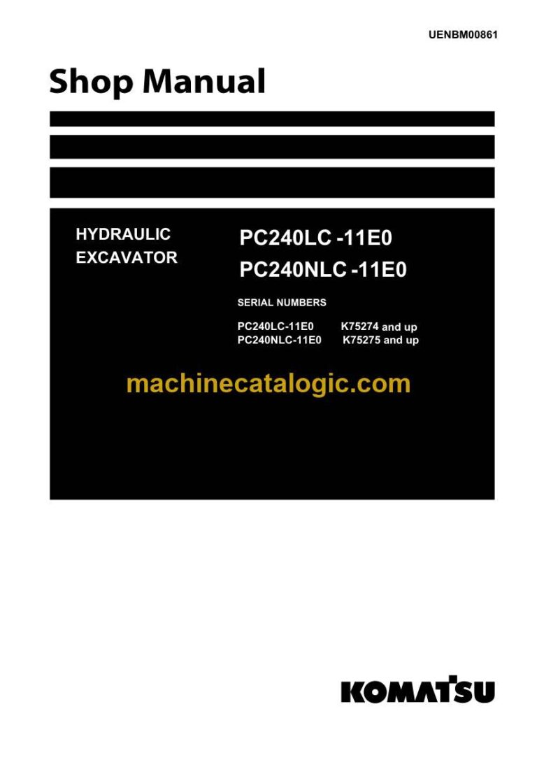 Komatsu PC240LC-11E0, PC240NLC-11E0 Crawler Excavator Shop Manual (UENBM00861)