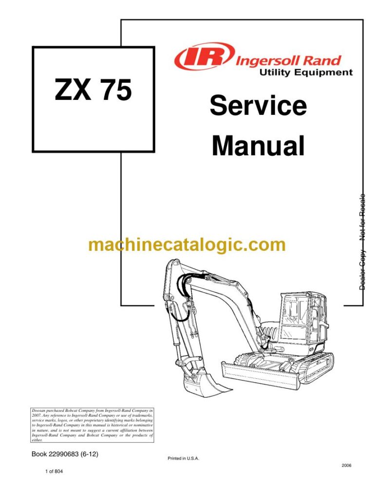 Bobcat ZX75 Excavator Service Manual (22990683)