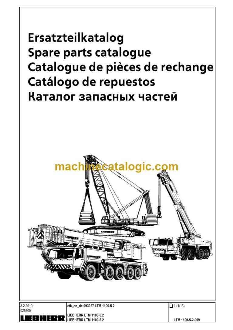 Liebherr LTM 1100-5.2 Mobile Crane Spare Parts Catalogue (SN 093027)