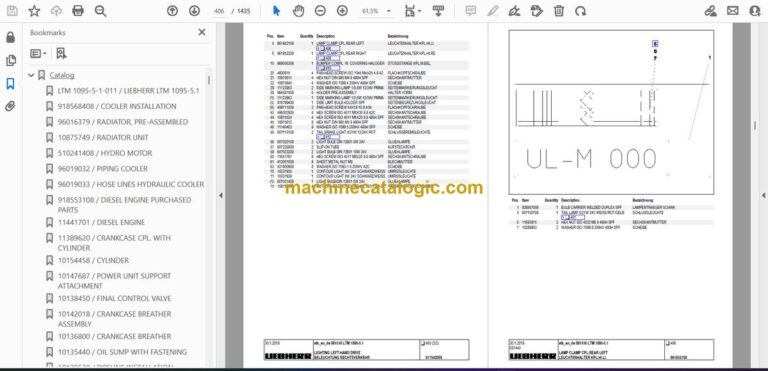 Liebherr LTM 1095-5.1 Mobile Crane Spare Parts Catalogue (SN 091516)