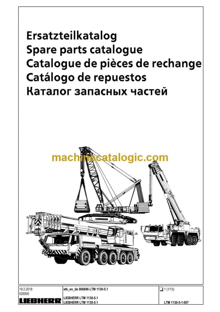 Liebherr LTM 1130-5.1 Mobile Crane Spare Parts Catalogue (SN 066896)