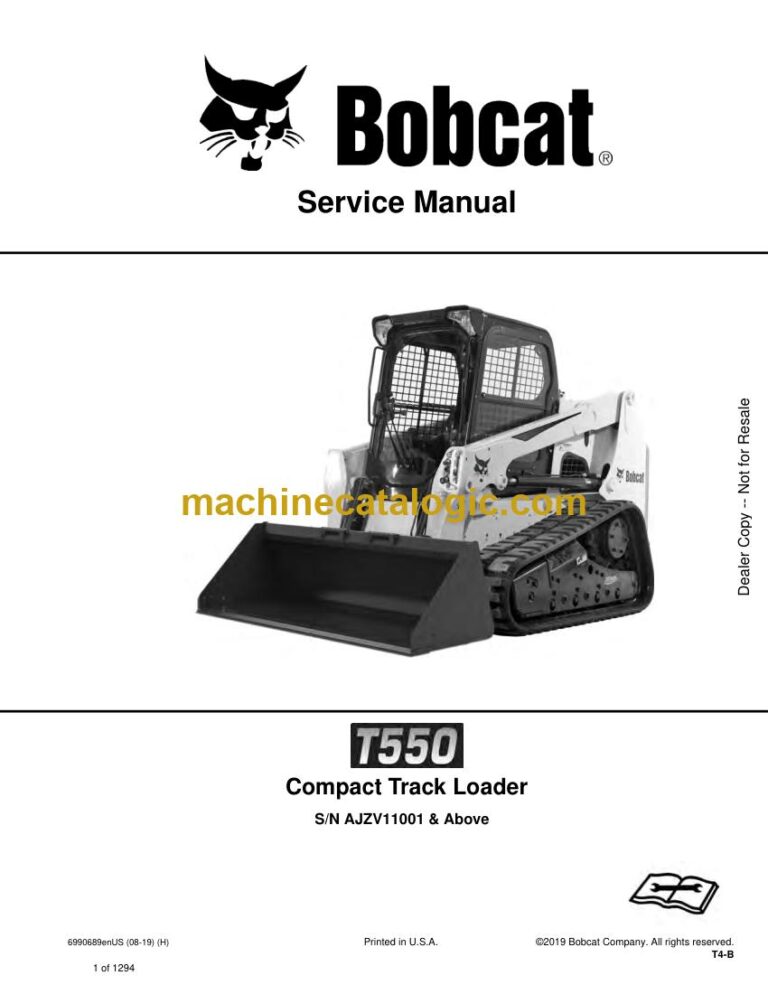 Bobcat T550 Loader Service Manual (SN AJZV11001-AJZV99999)