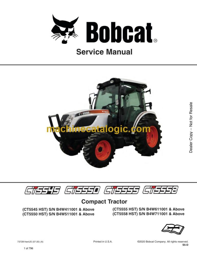 Bobcat CT5558 Compact Tractor Service Manual (SN B4W711001-B4W799999)