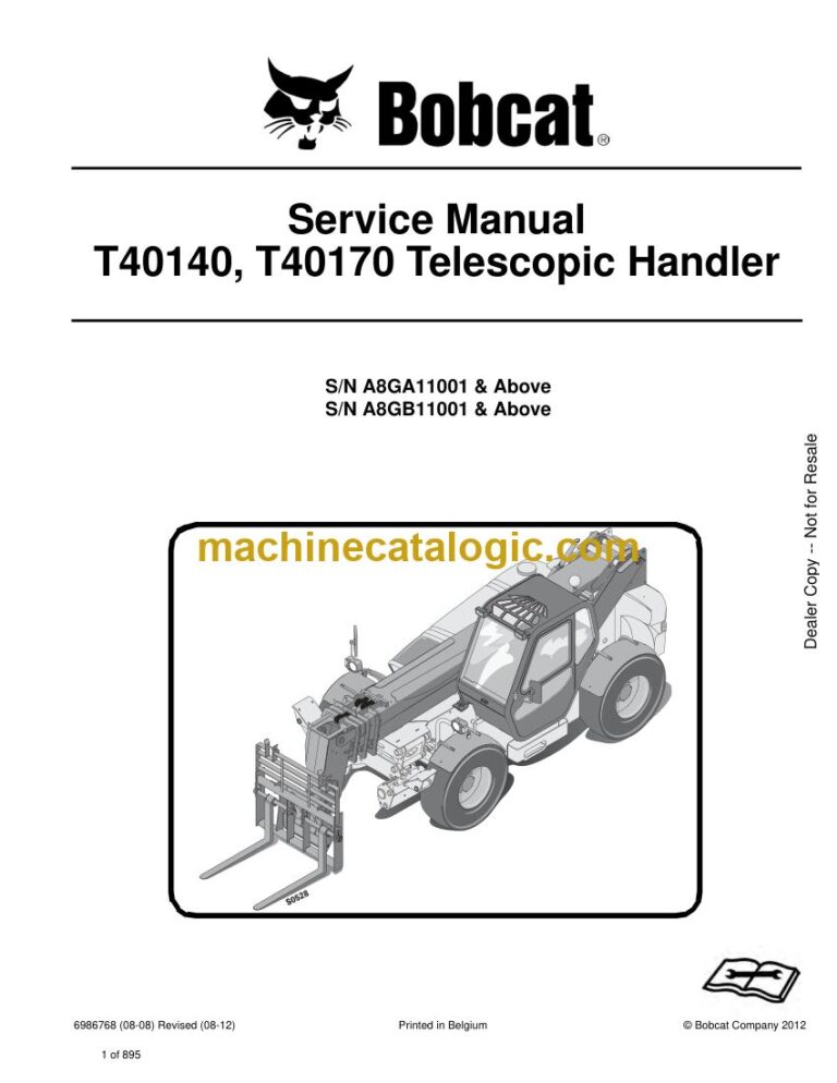 Bobcat T40170 VersaHANDLER® TTC, Telescopic Handler Service Manual (SN A8GB11001-A8GB99999)