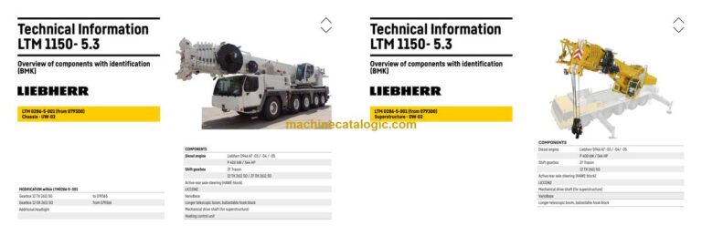 Liebherr LTM 1150-5.3 Mobile Crane Technical Information and BMK Components Manual (Carrier + Superstructure) (SN 079302)