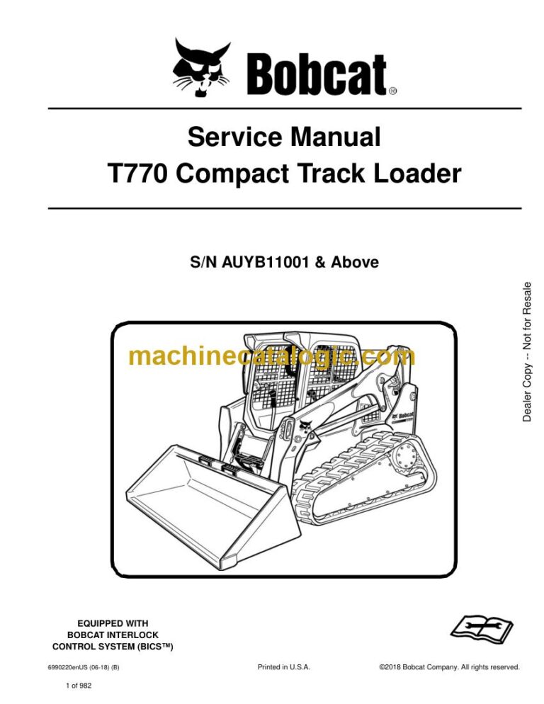 Bobcat T770 Loader Service Manual (SN AUYB11001-AUYB99999)