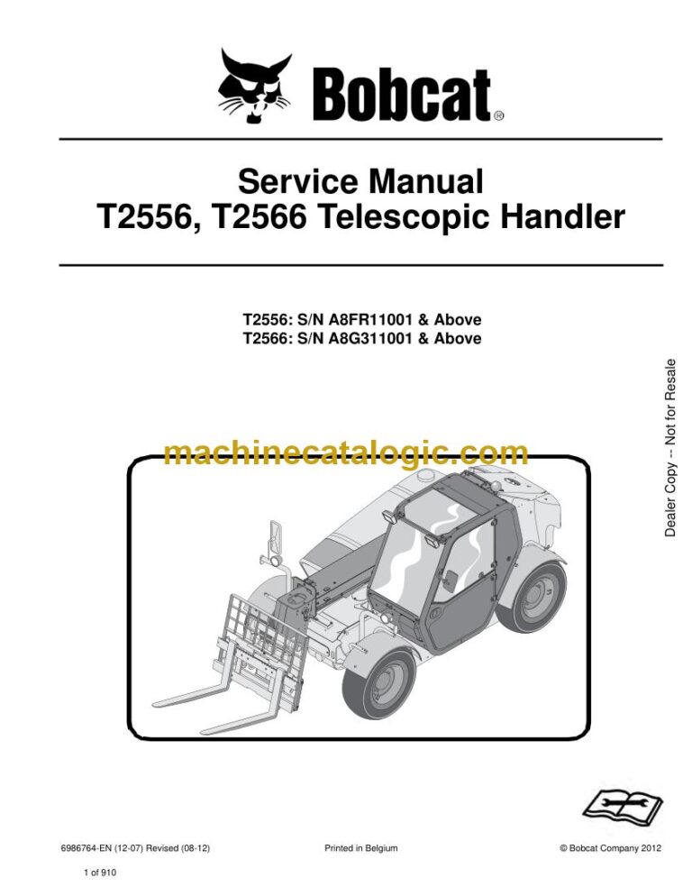 Bobcat T2566 VersaHANDLER® TTC, Telescopic Handler Service Manual (SN A8G311001-A8G399999)