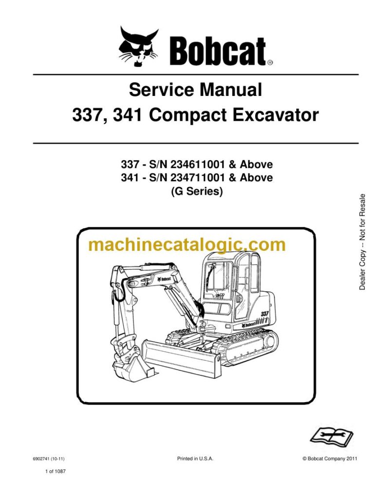 Bobcat 337 Excavator Service Manual (SN 234611001-234699999)