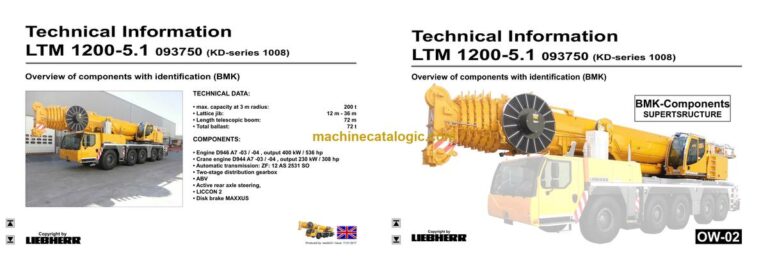 Liebherr LTM 1200-5.1 Mobile Crane Technical Information and BMK Components Manual (Carrier + Superstructure) (SN 093843)