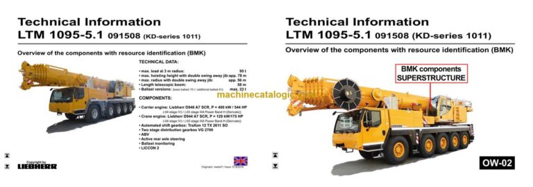 Liebherr LTM 1095-5.1 Mobile Crane Technical Information and BMK Components Manual (Carrier + Superstructure) (SN 091580)