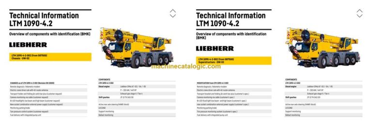 Liebherr LTM 1090-4.2 Mobile Crane Technical Information and BMK Components Manual (Carrier + Superstructure) (SN 087916)