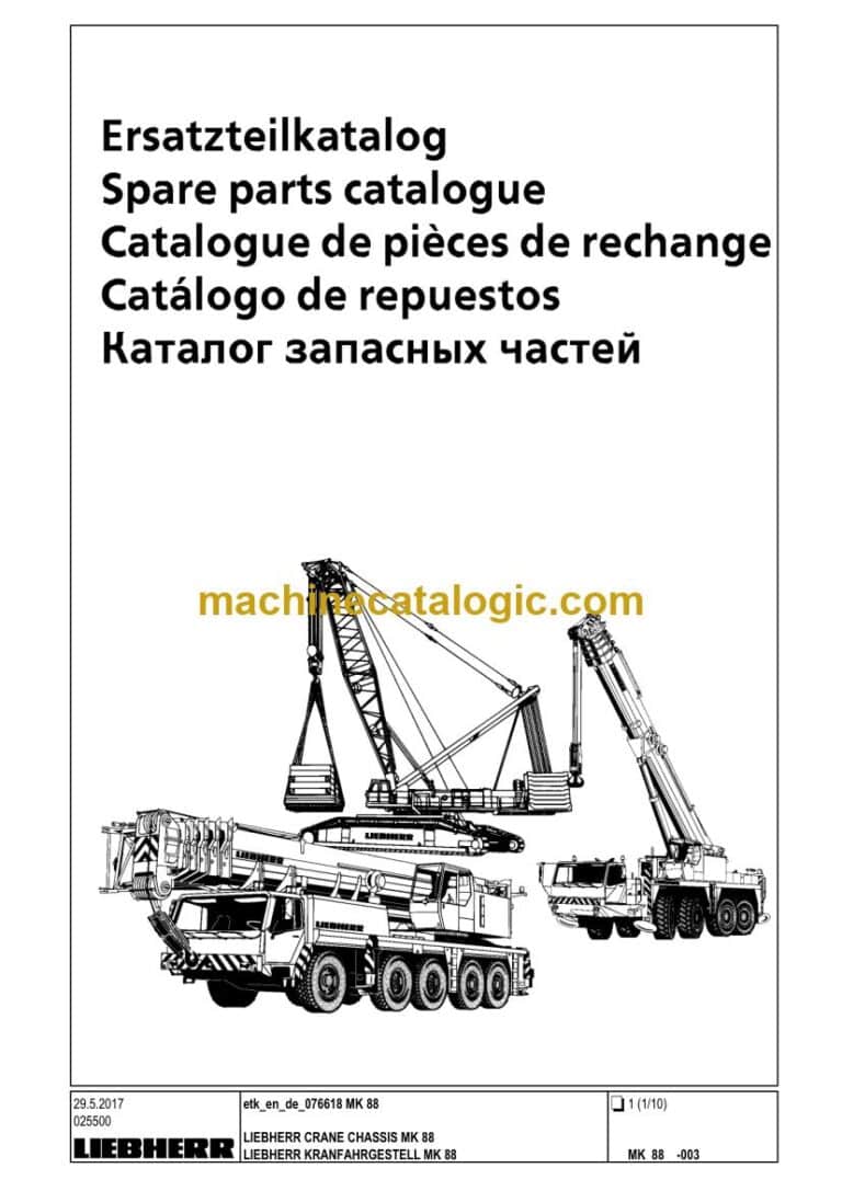 Liebherr MK 88 Mobile Construction Crane Spare Parts Catalogue (SN 076618)
