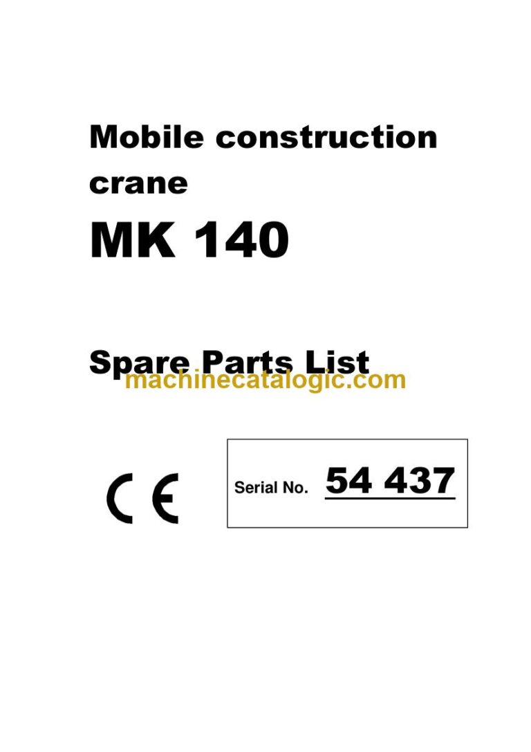 Liebherr MK 140 Mobile Construction Crane Spare Parts Catalogue (54437)