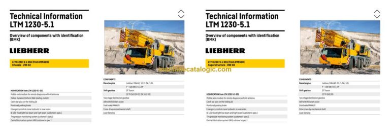 Liebherr LTM 1230-5.1 Mobile Crane Technical Information and BMK Components Manual (Carrier + Superstructure) (SN 095597)