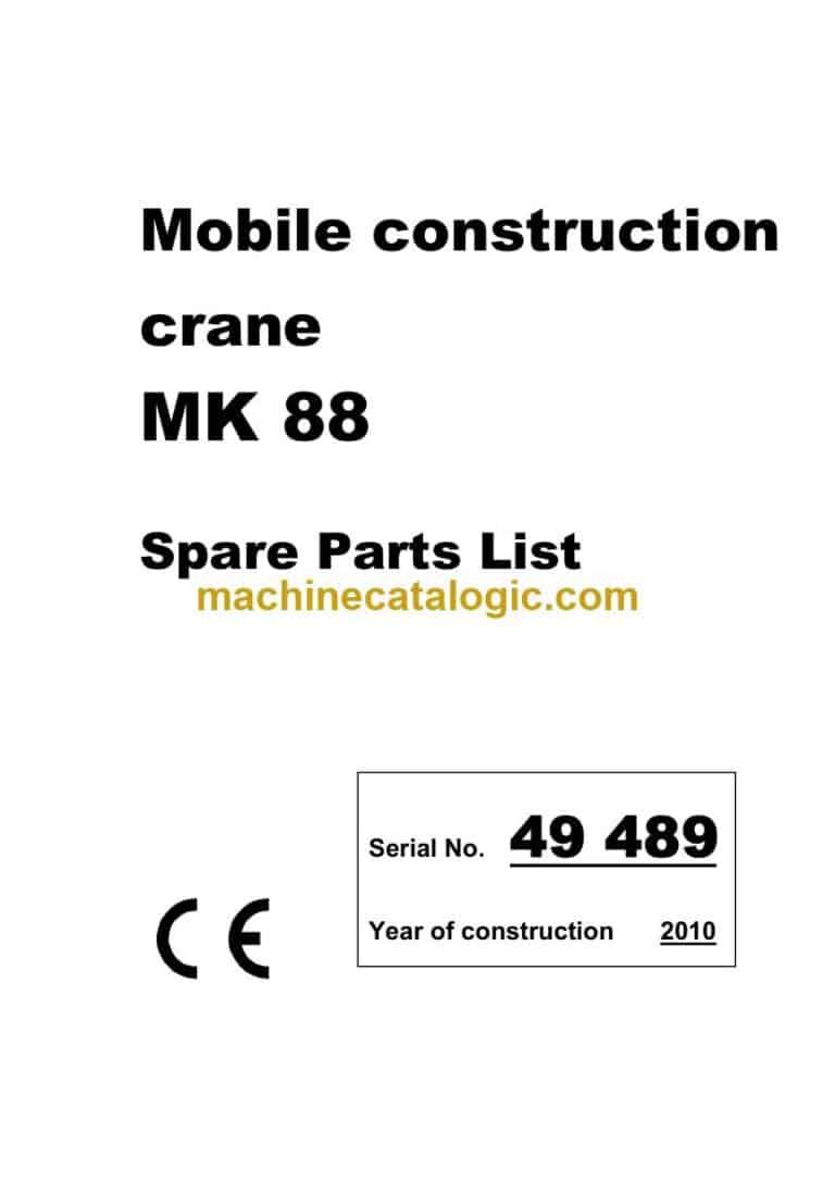 Liebherr MK 88 Mobile Construction Crane Spare Parts Catalogue (49489)