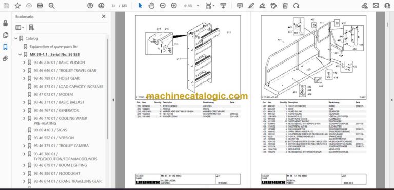 Liebherr MK 88 Mobile Construction Crane Spare Parts Catalogue (56953) preview