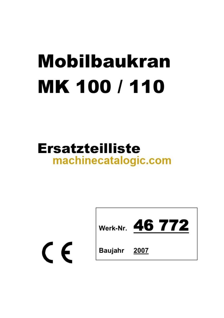Liebherr MK 100 Mobile Construction Crane Spare Parts Catalogue (46772)