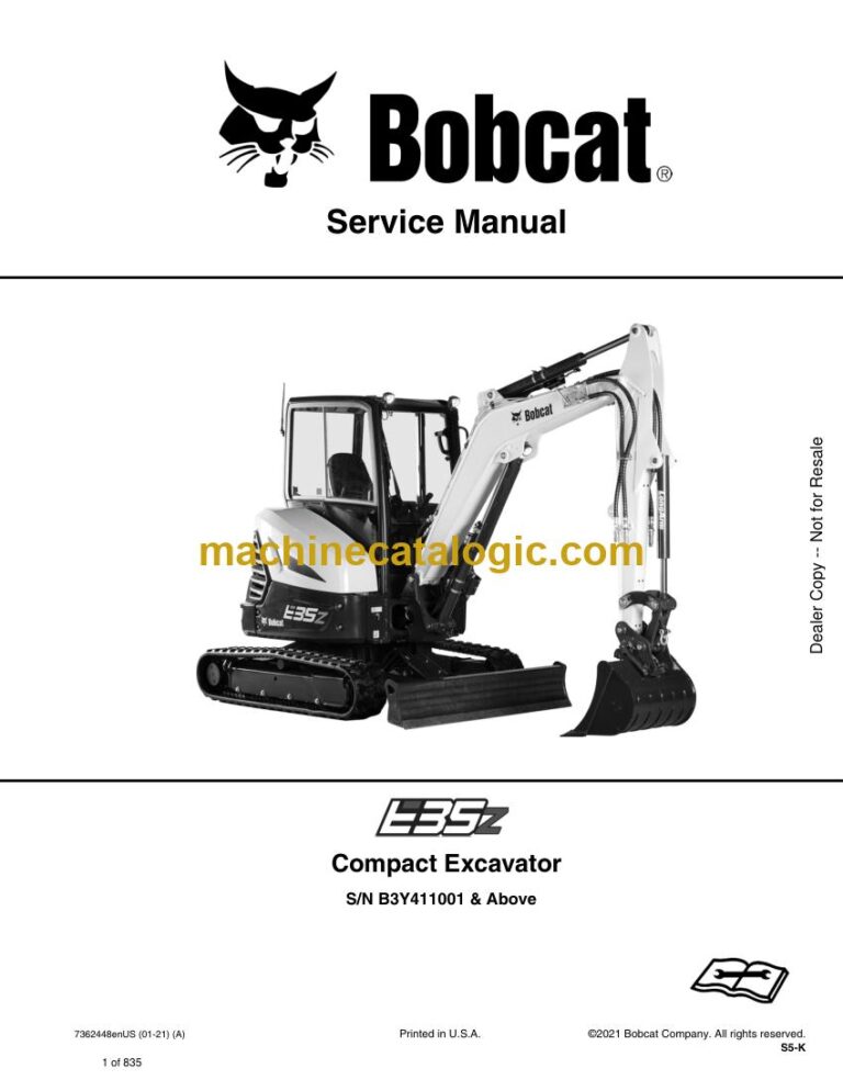 Bobcat E35z Excavator Service Manual (SN B3Y411001-B3Y499999)