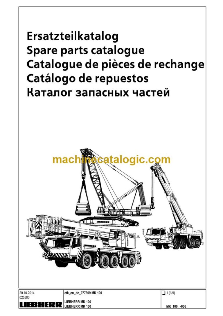 Liebherr MK 100 Mobile Construction Crane Spare Parts Catalogue (SN 077309)