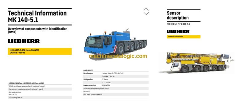 Liebherr MK 140 Mobile Construction Crane Technical Information and BMK Components Manual (Carrier + Superstructure) (SN 088405)