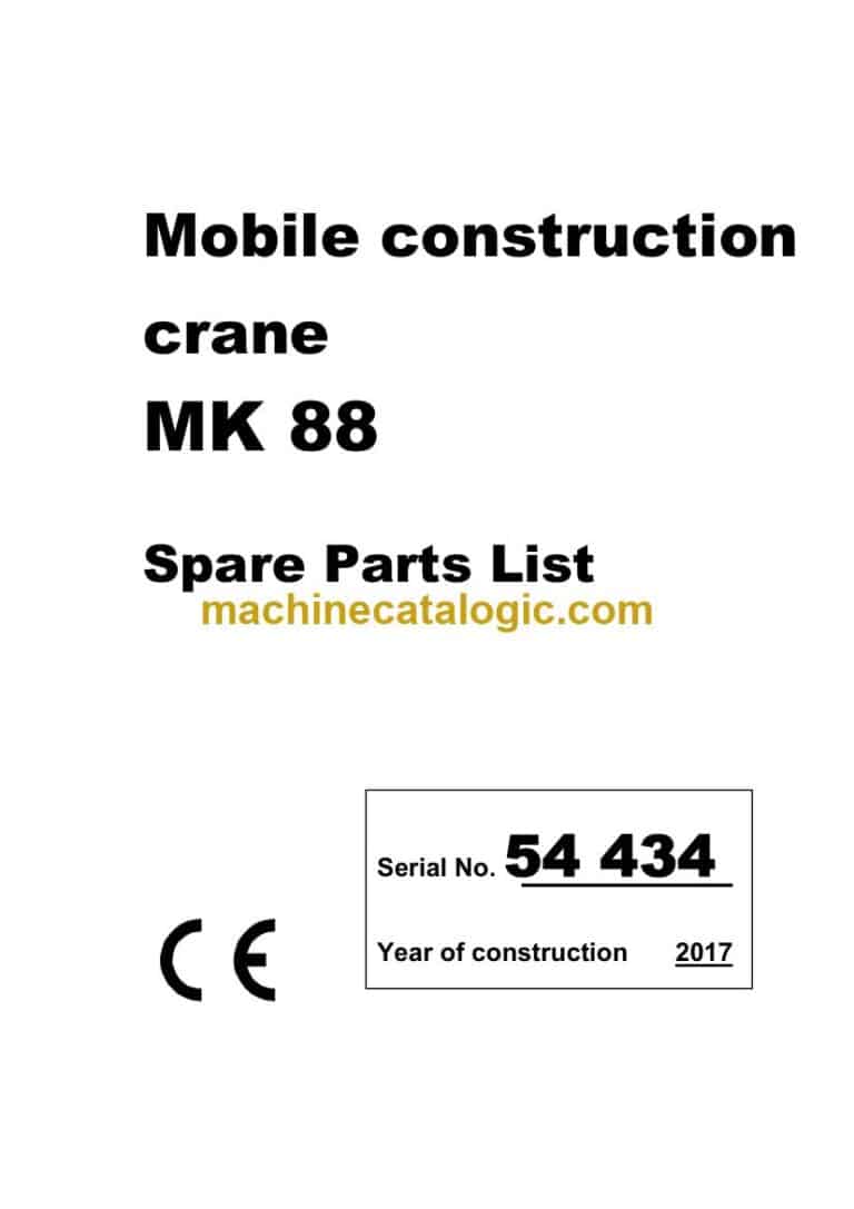 Liebherr MK 88 Mobile Construction Crane Spare Parts Catalogue (54434)