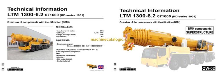 Liebherr LTM 1300-6.2 Mobile Crane Technical Information and BMK Components Manual (Carrier + Superstructure) (SN 071617)
