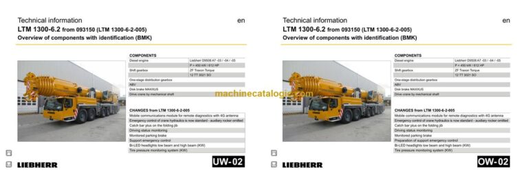 Liebherr LTM 1300-6.2 Mobile Crane Technical Information and BMK Components Manual (Carrier + Superstructure) (SN 093164)