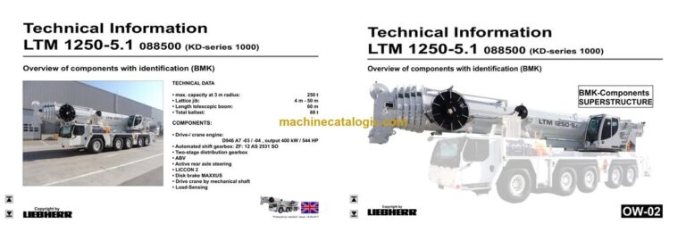 Liebherr LTM 1250-5.1 Mobile Crane Technical Information and BMK Components Manual (Carrier + Superstructure) (SN 088552)