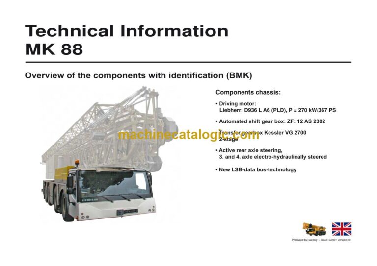 Liebherr MK 88 Mobile Construction Crane Technical Information and BMK Components Manual (Carrier) (SN 076750)