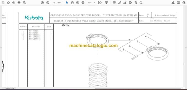 Kubota CB2300C-2350C-2400C, EC, CB2400CF Combine Harvester Parts Manual