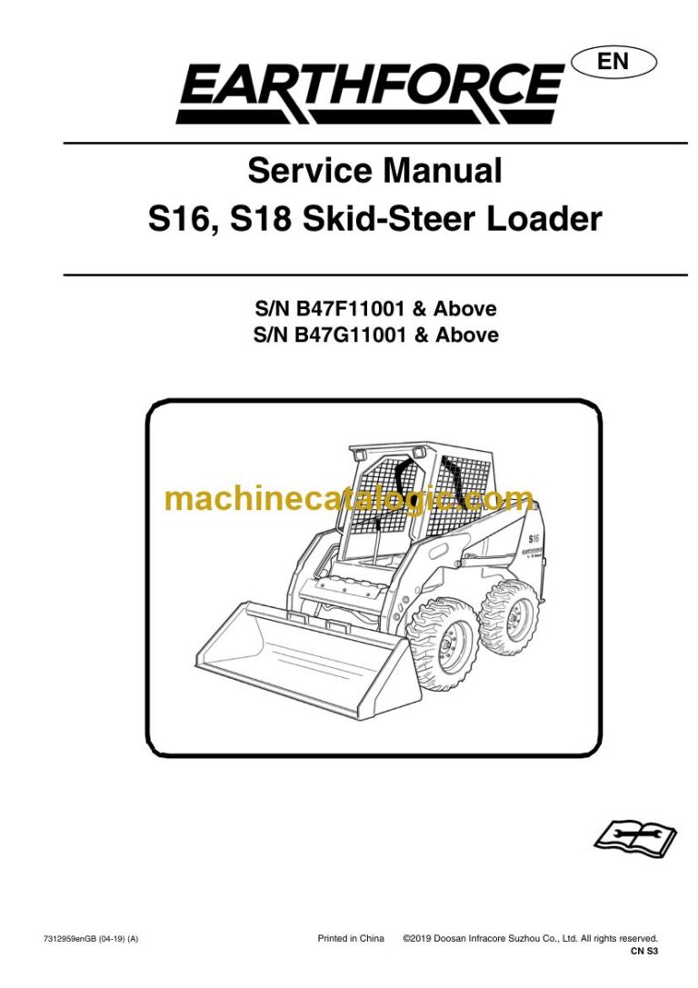 Bobcat S16 Loader Service Manual (SN B47F11001-B47F99999)