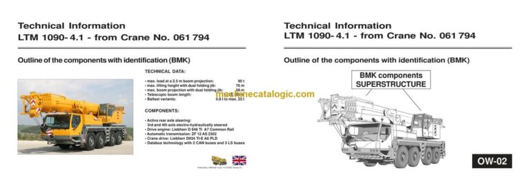 Liebherr LTM 1090-4.1 Mobile Crane Technical Information and BMK Components Manual (Carrier + Superstructure) (SN 061910)