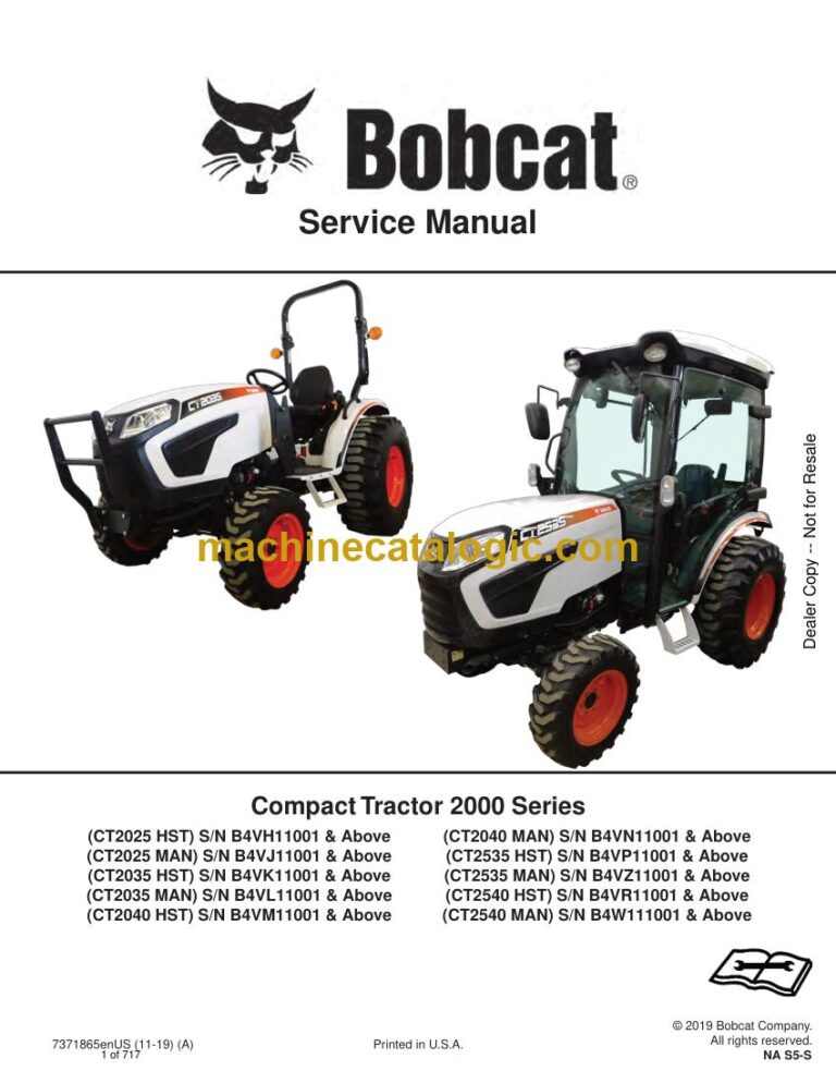 Bobcat CT2035 Compact Tractor Service Manual (SN B4VK11001-B4VK99999)