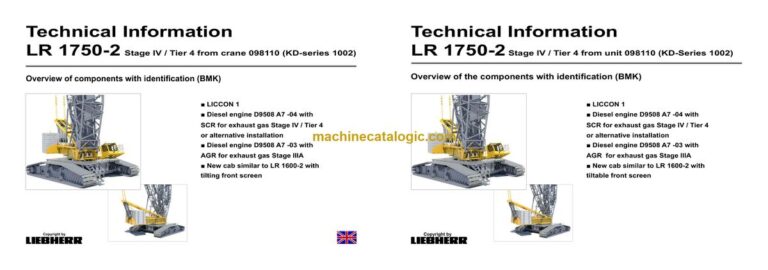 Liebherr LR 1750-2 Crawler Crane Technical Information and BMK Components Manual (Carrier + Superstructure) (SN 098129)
