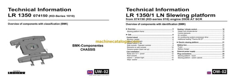 Liebherr LR 1350-1 Crawler Crane Technical Information and BMK Components Manual (Carrier + Superstructure) (SN 074156)