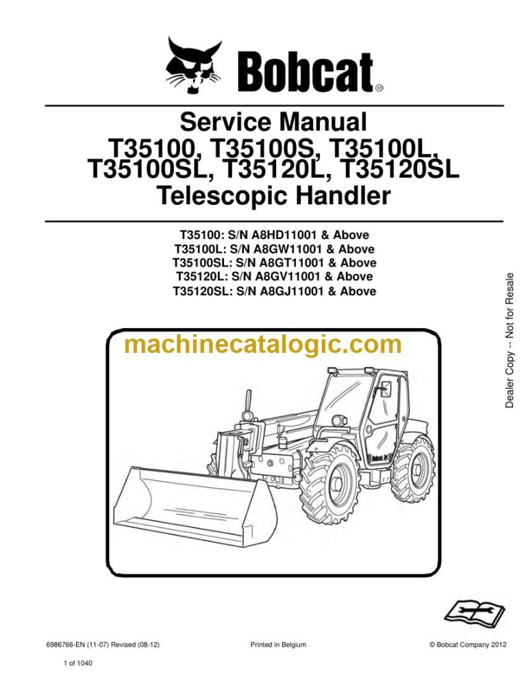 Bobcat T35100 VersaHANDLER® TTC, Telescopic Handler Service Manual (SN A8GW11001-A8GW99999)