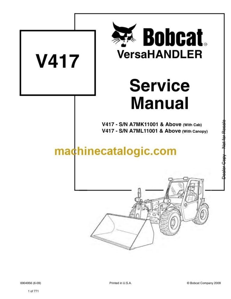 Bobcat V417 VersaHANDLER® TTC, Telescopic Handler Service Manual (SN A7MK11001-A7MK99999)
