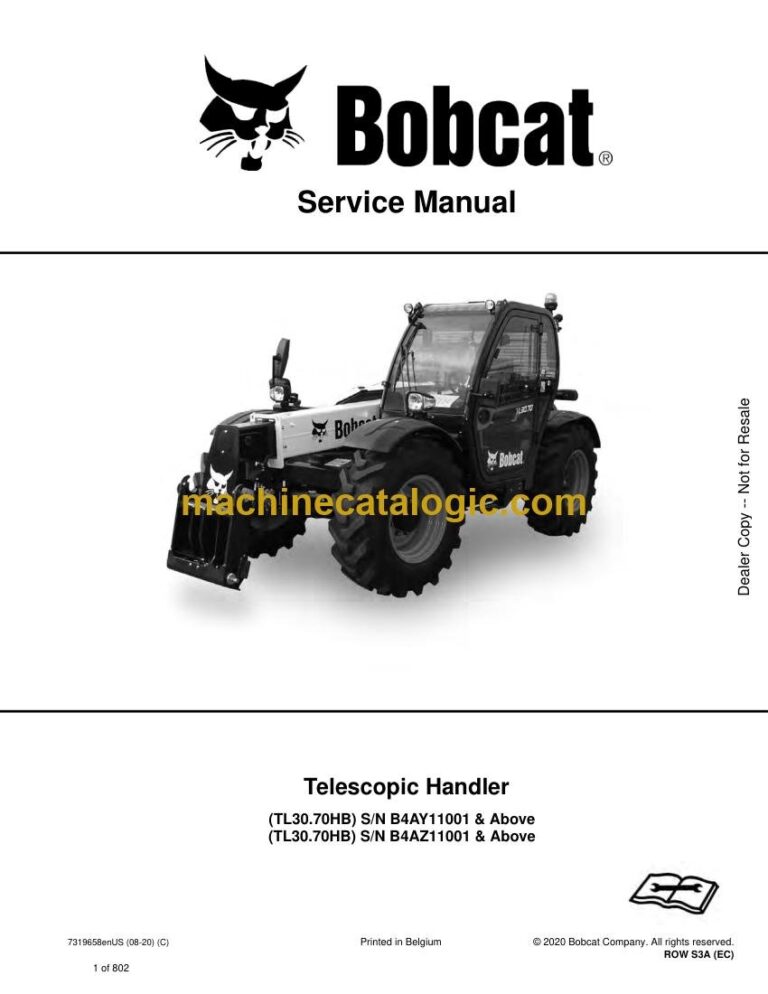 Bobcat TL3070 VersaHANDLER® TTC, Telescopic Handler Service Manual (SN B4AY11001-B4AY99999)
