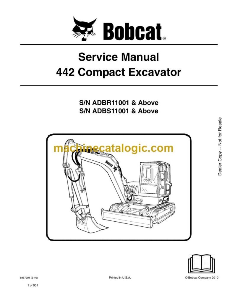 Bobcat 442 Excavator Service Manual (SN ADBS11001-ADBS99999)