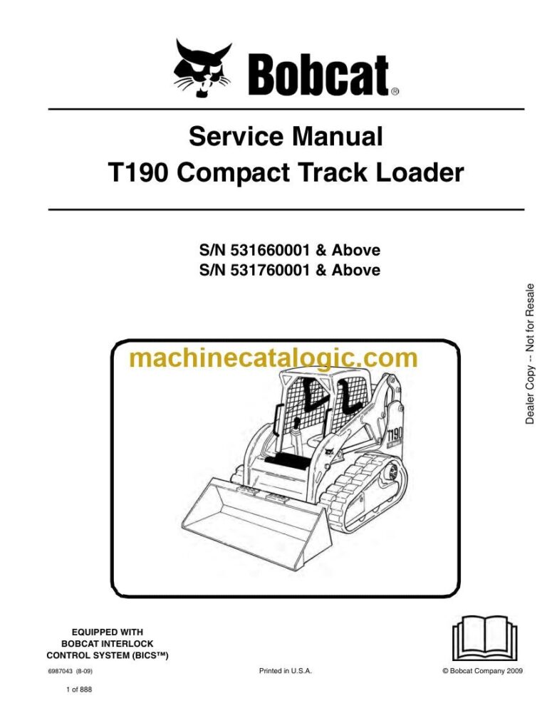 Bobcat T190 Loader Service Manual (SN 531660001-531699999)