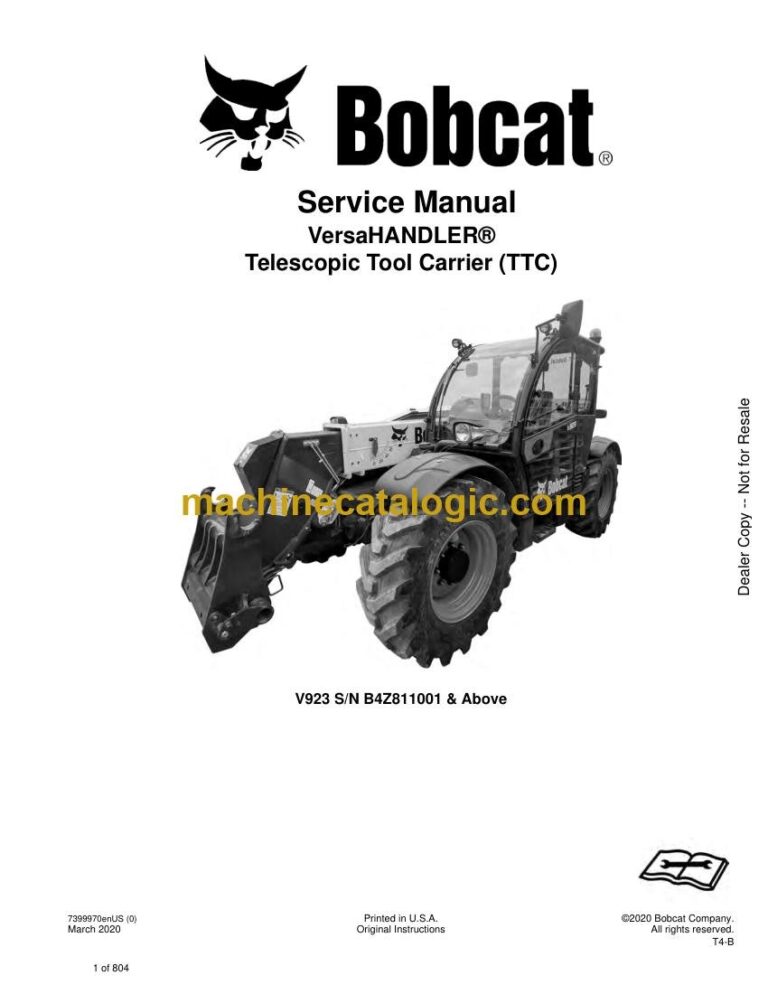 Bobcat V923 VersaHANDLER® TTC, Telescopic Handler Service Manual (SN B4Z811001-B4Z899999)