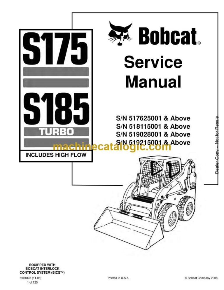 Bobcat S175 Loader Service Manual (SN 517625001-517699999)