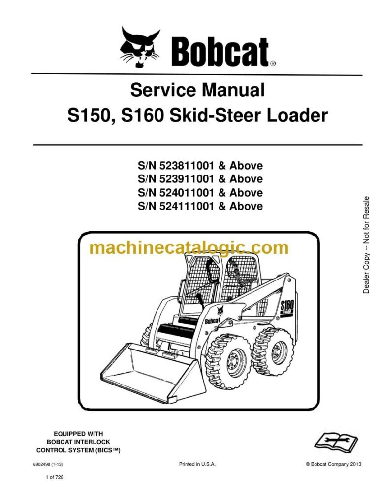 Bobcat S160 Loader Service Manual (SN 524111001-524199999)