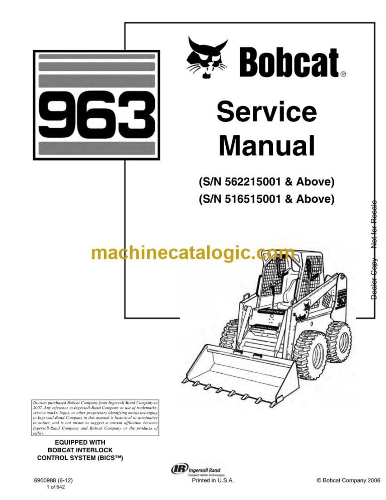 Bobcat 963 Loader Service Manual (SN 562215001-562299999)