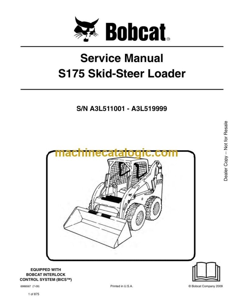 Bobcat S175 Loader Service Manual (SN A3L511001-A3L519999)