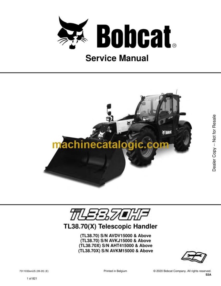 Bobcat TL3870 VersaHANDLER® TTC, Telescopic Handler Service Manual (SN AVKJ15000-AVKJ99999)