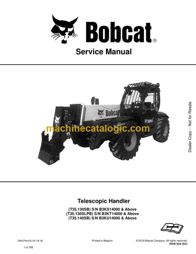 Bobcat T35140SB VersaHANDLER® TTC, Telescopic Handler Service Manual (SN B3KU14000-B3KU99999)