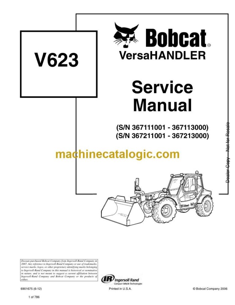 Bobcat V623 VersaHANDLER® TTC, Telescopic Handler Service Manual (SN 367111001-367113000)