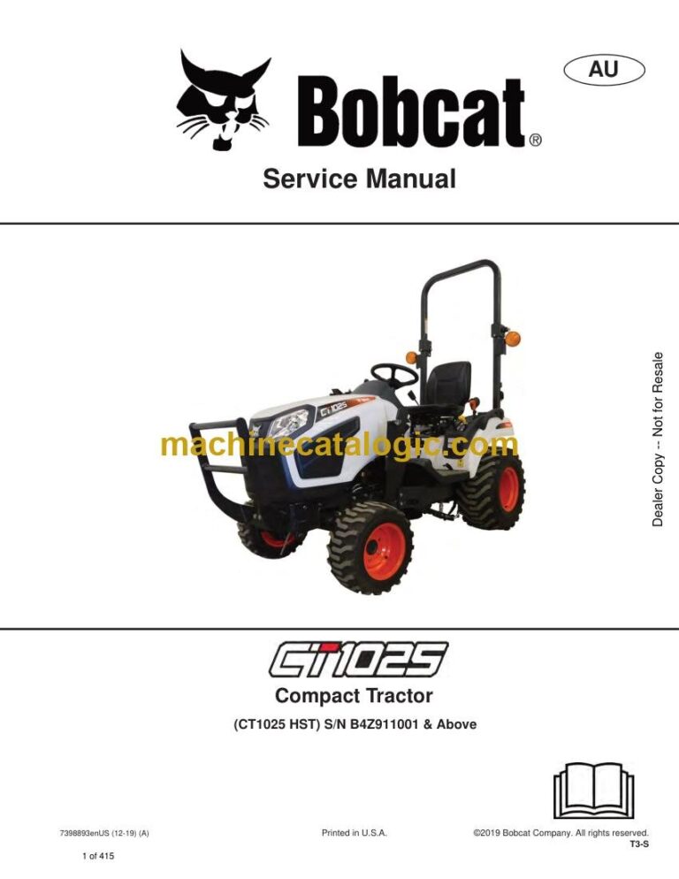 Bobcat CT1025 Compact Tractor Service Manual (SN B4Z911001-B4Z999999)